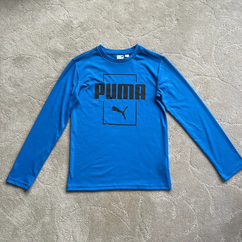 PUMA Lot of 2 Blue/Black Boys M 10-12 Long Sleeved Athletic Shirts
